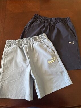 Puma Double Pack Athletic Shorts in Light Blue & Navy